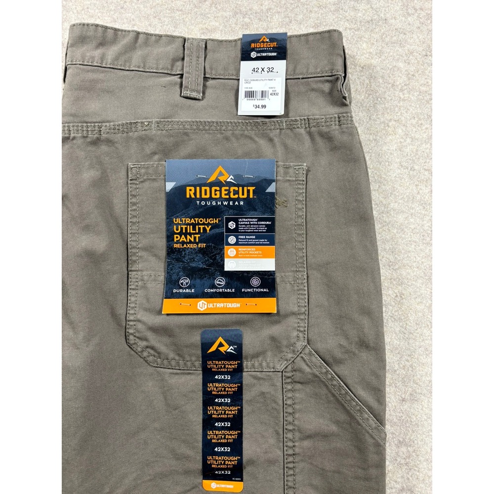 Ridgecut Toughwear Ultratough Canvas Utility Pants 42x32 Cordura Relaxed Fit - Picture 7 of 8